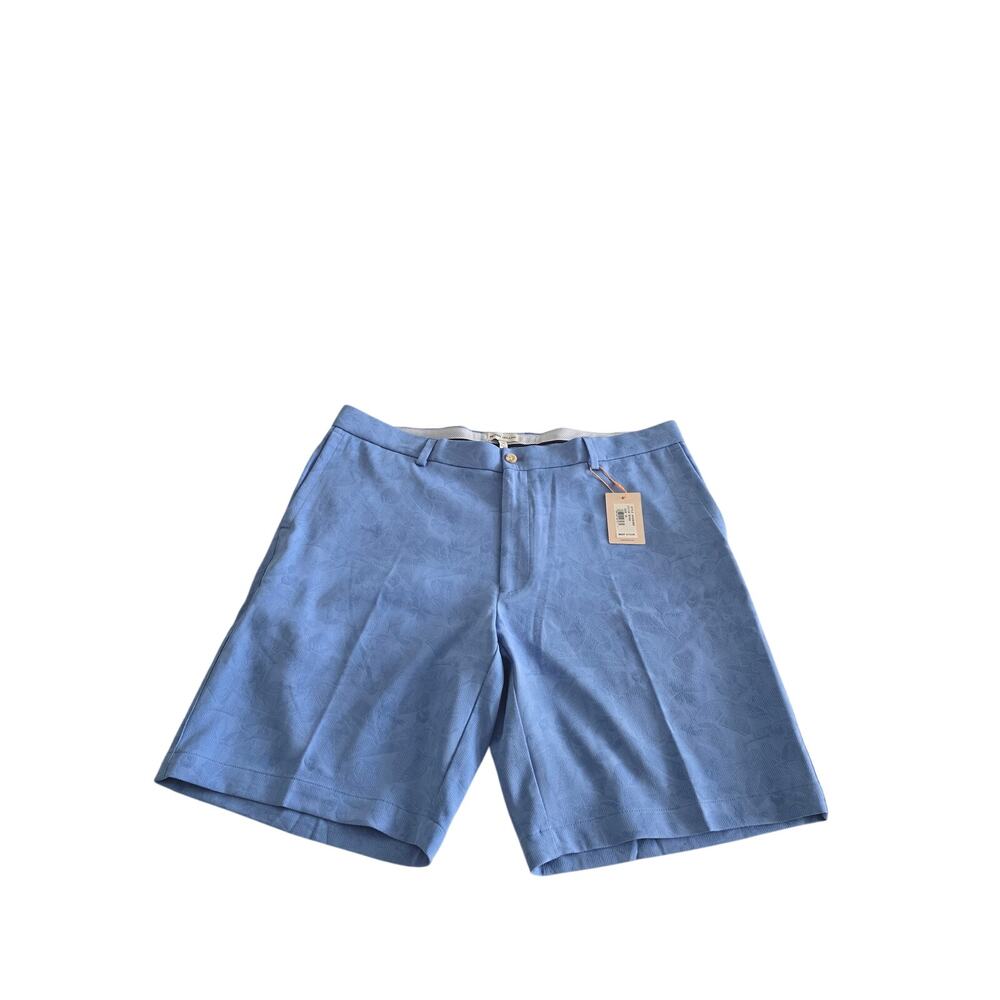 Peter Millar Mens Crown Sport Golf Shorts Blue Jacquard Pattern Stretch Size 38‎
